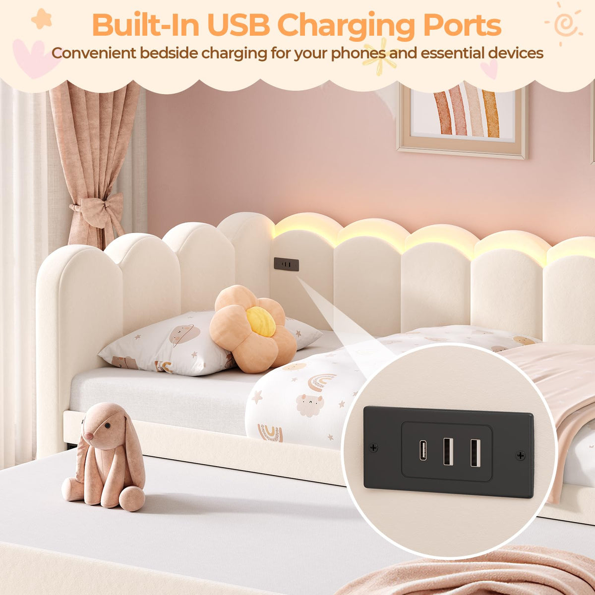 Twin Velvet Daybed with Pop-Up Trundle