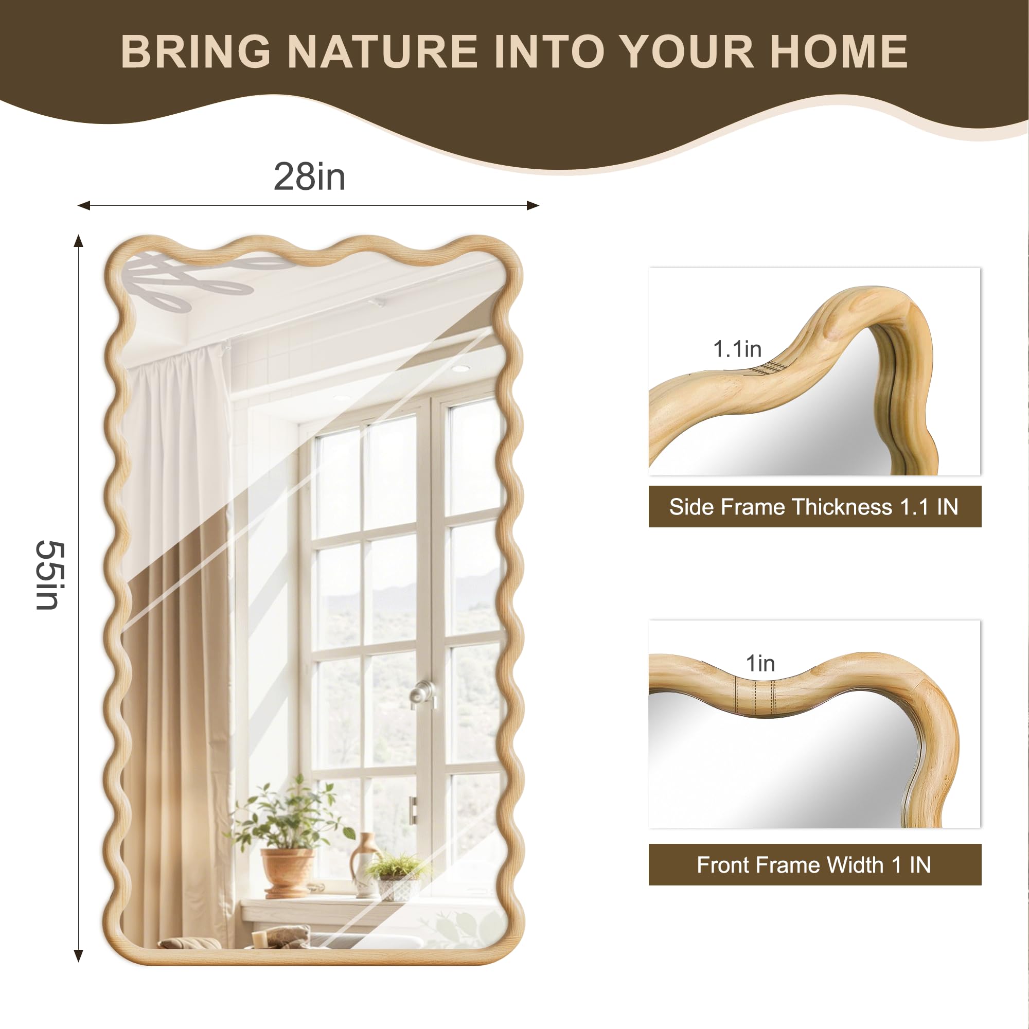 Wavy Wood Full Length Mirror