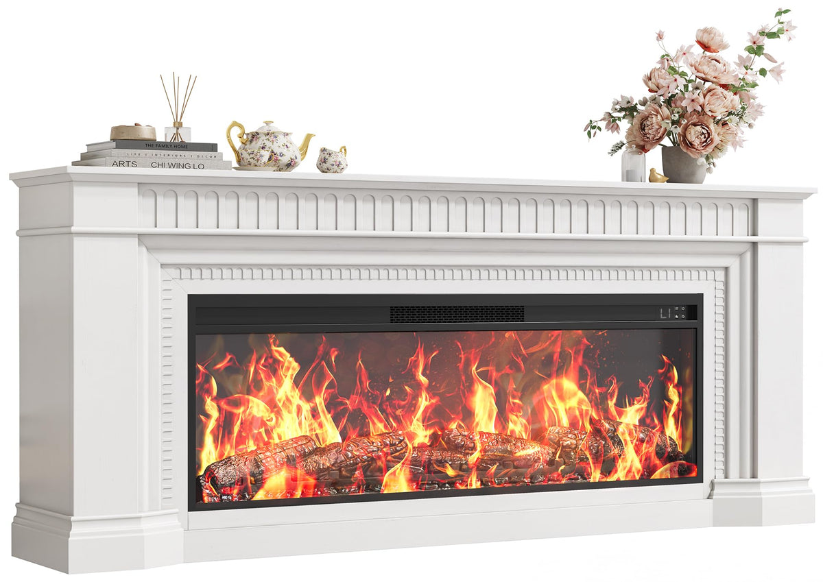 White Mantel Fireplace TV Stand