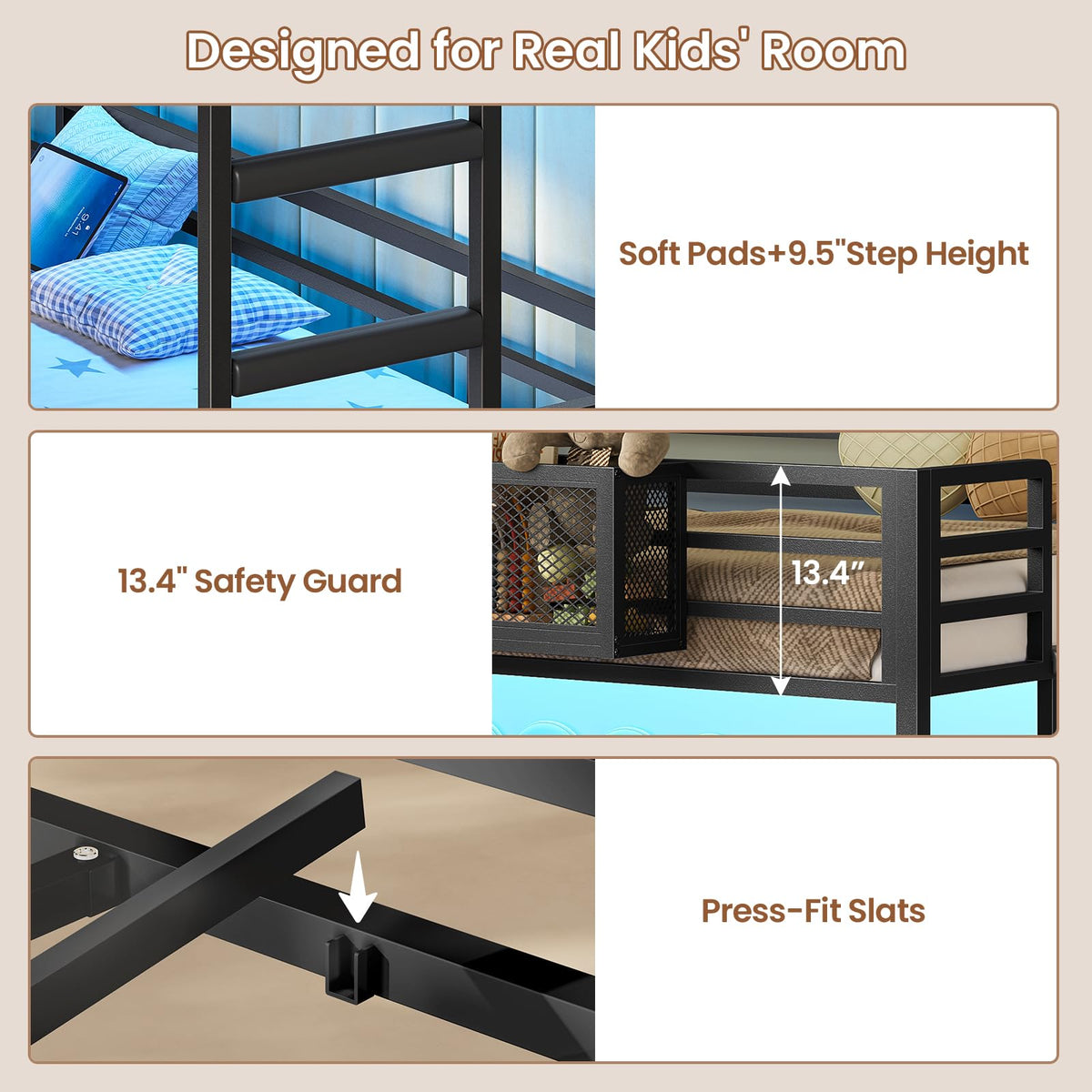 ADORNEVE House Bunk Bed Twin over Twin with Storage Basket, Black