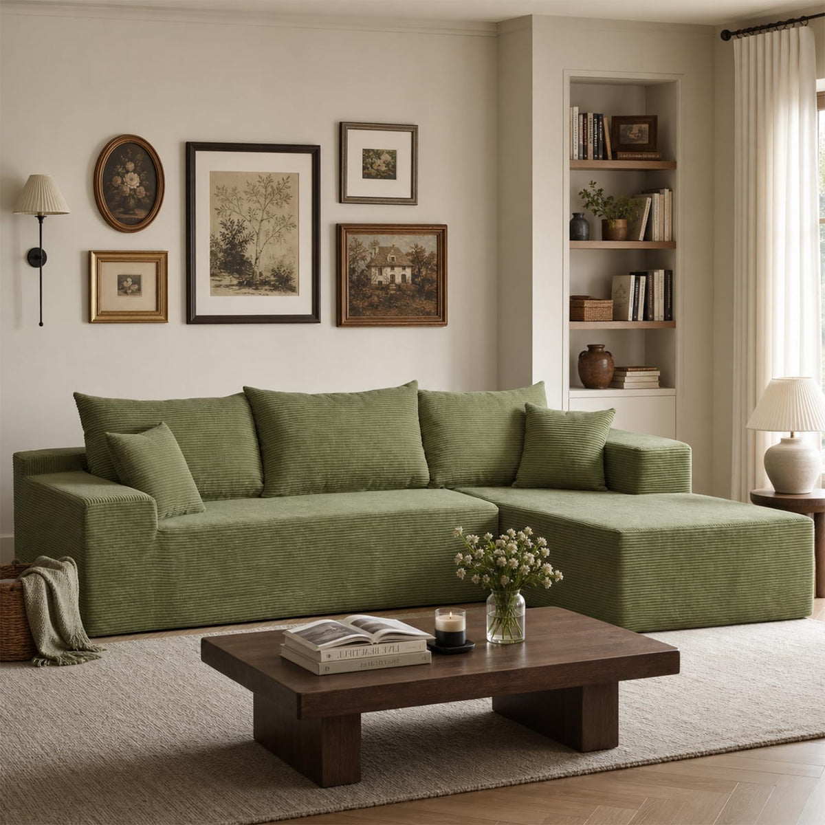 Corduroy L-Shaped Modular Sofa