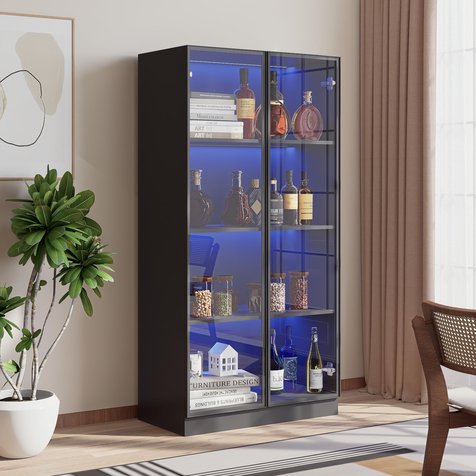Glass Display Cabinet with LED Lights
