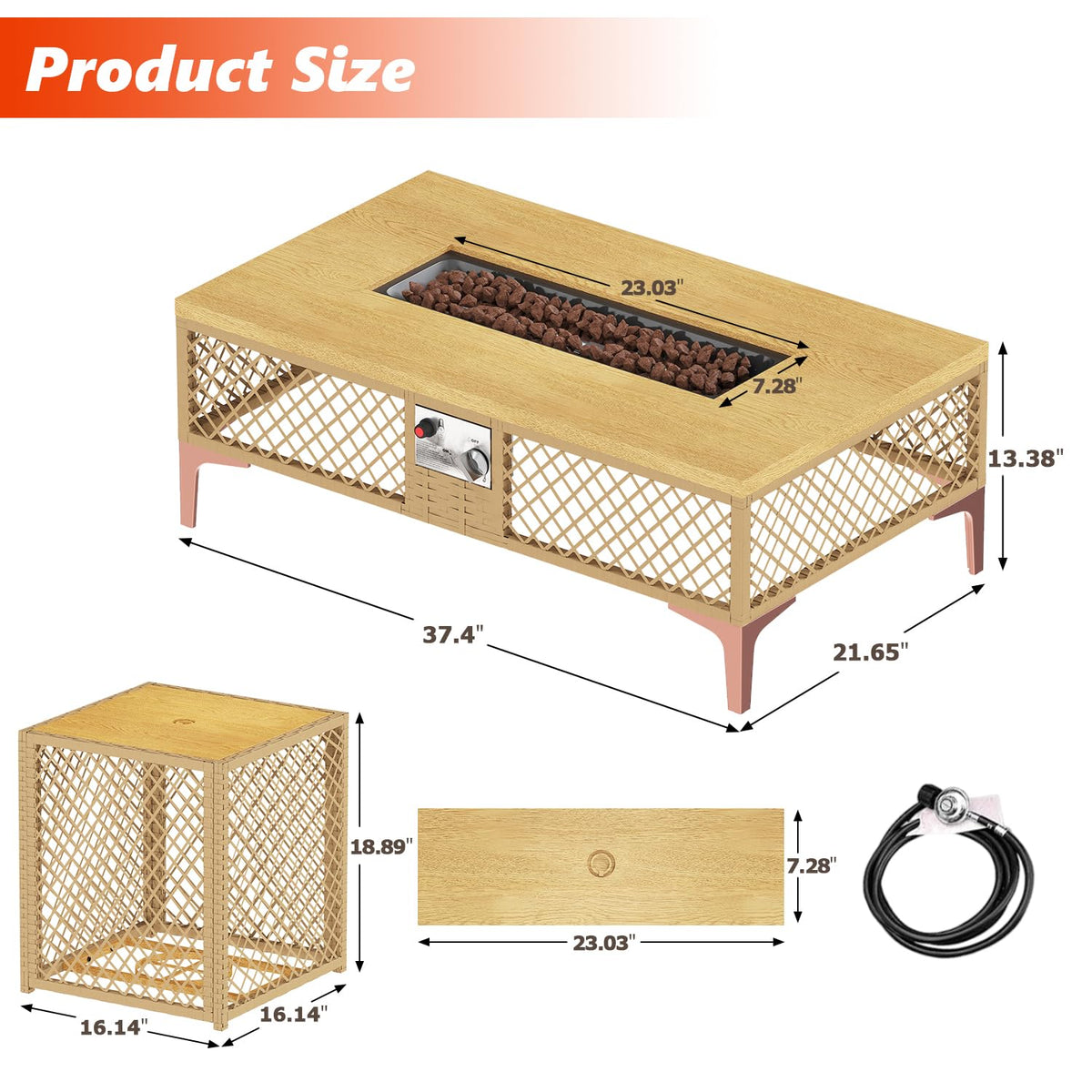 Rattan Fire Pit Table