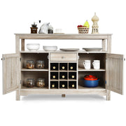 Giantex Buffet Server Sideboard, Console Wood Dining Table, Cupboard Table with 2 Cabinets, 1 Drawer and 9 Wine Cabinets, Storage Organizer Kitchen and Dining Room (Gray)