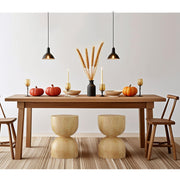 Natural Wood Drum Side Table