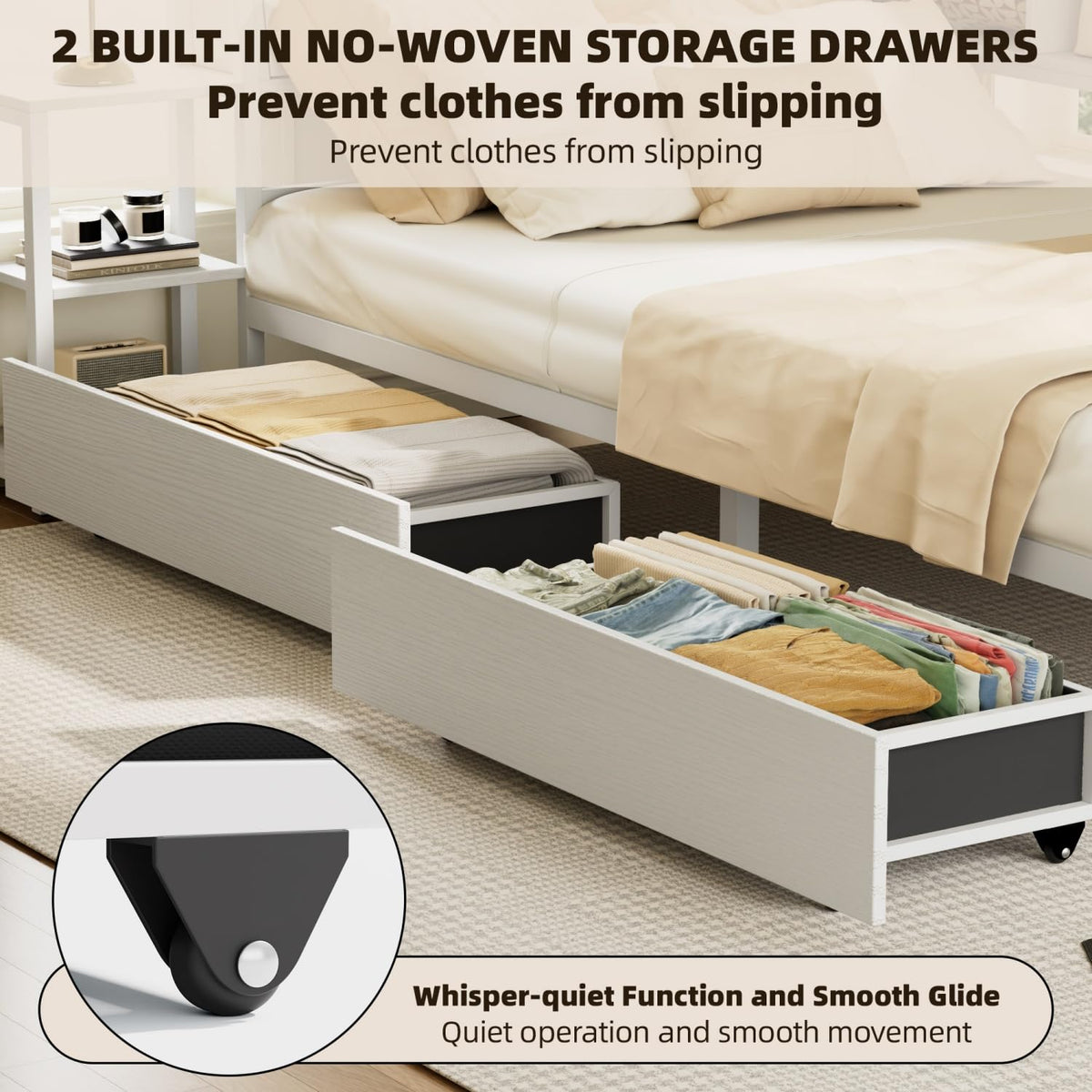 Buytime Twin Corner Bed Frame, L-Shaped Daybed, White