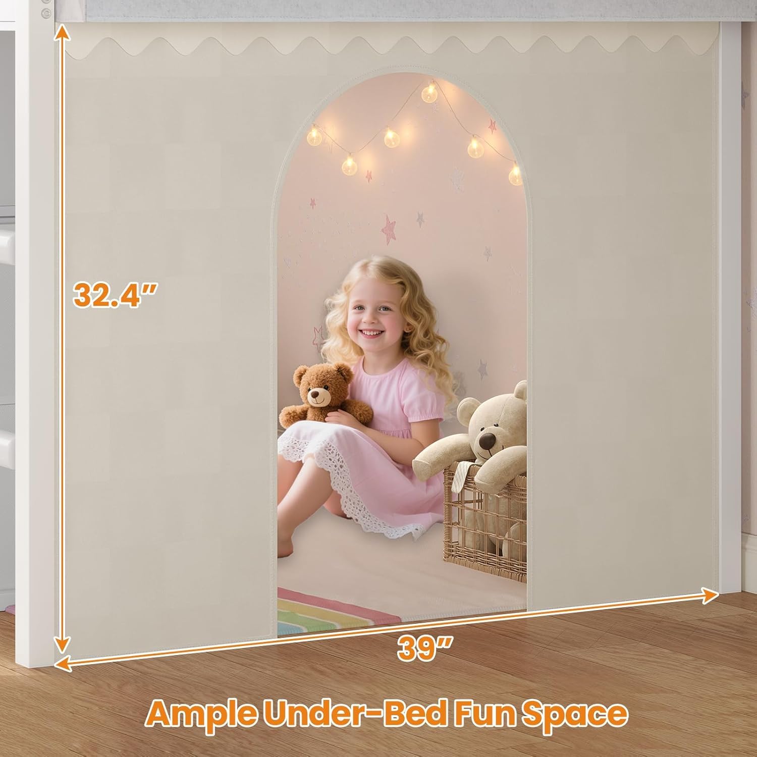 Twin Low Loft Bed with 8 Storage Drawers, LED Lights & House Design