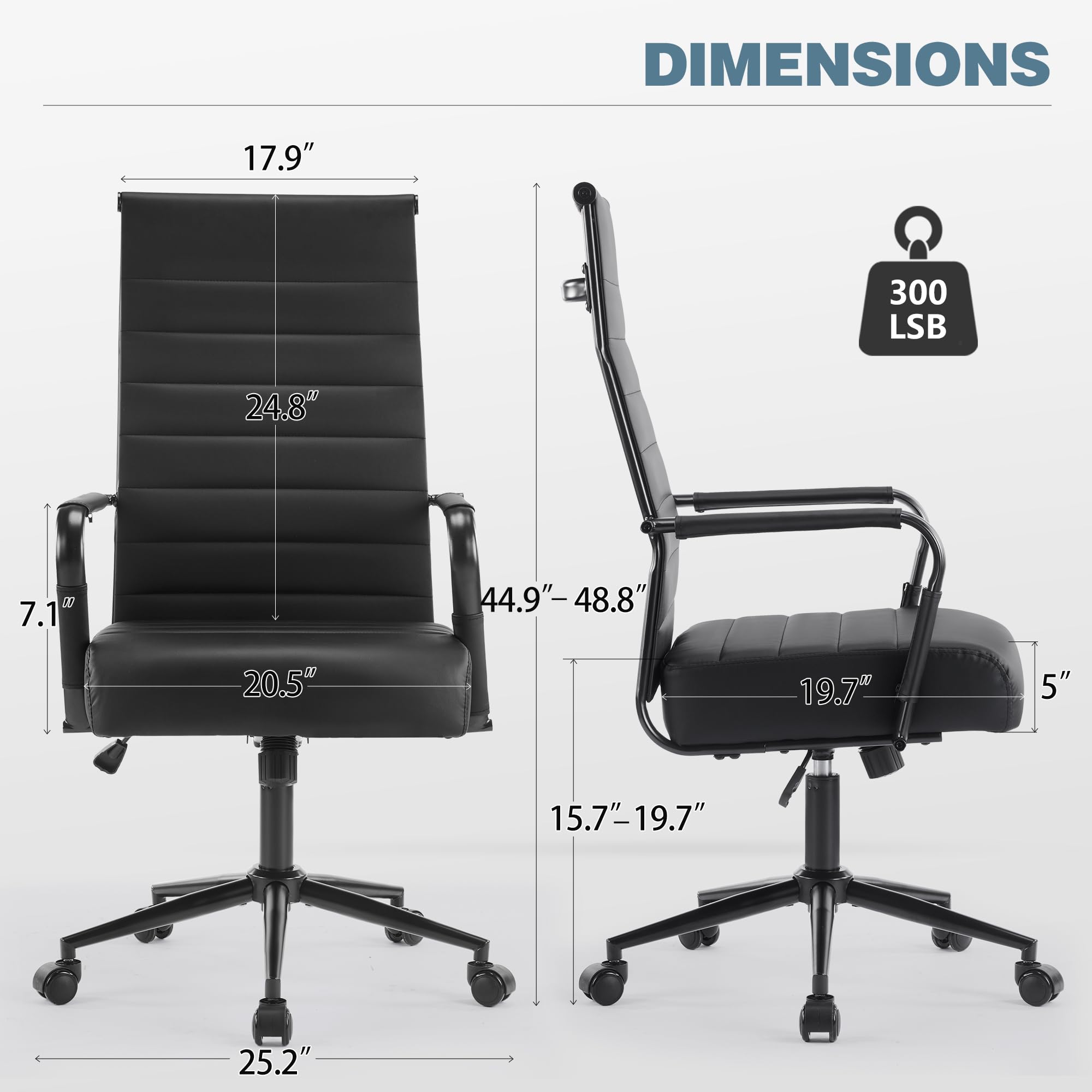 Ergonomic Ribbed Office Chair with High Back & Adjustable Height