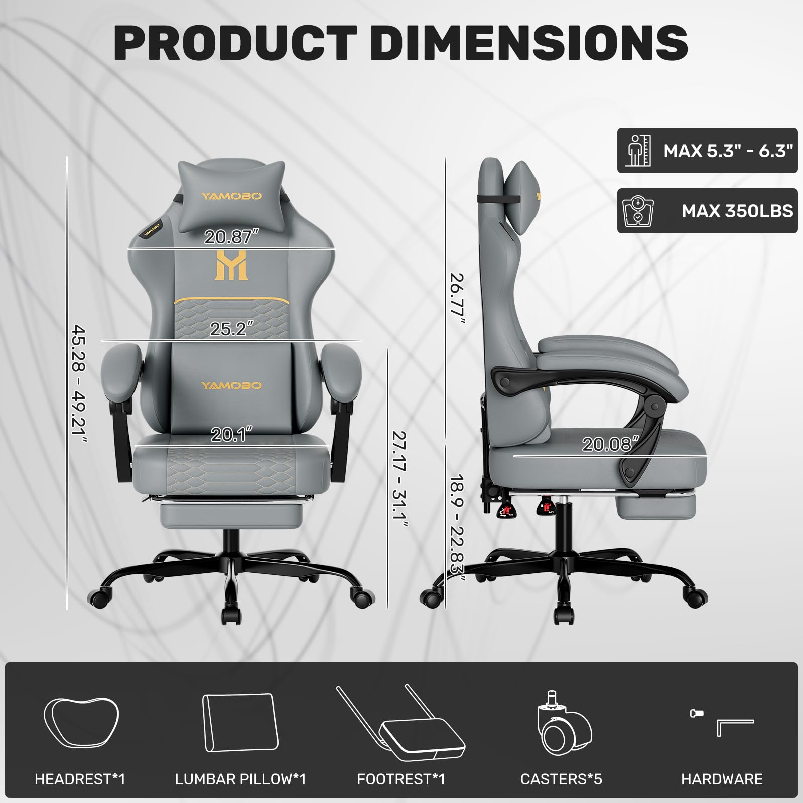 Ergonomic Gaming Chair with Footrest & Lumbar Support