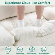 Modular Sectional U Shaped Sofas Couches for Living Room, Tufted Cloud Couch with 2 Movable Ottomans, Comfy Chenille Deep Seat Sofa with Soft Pillows for Bedroom and Apartment, Beige