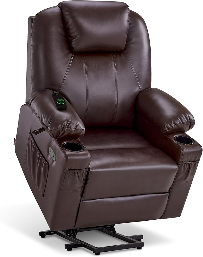 Power Lift Recliner Chair with Heat & Massage – Dual Motor, Lay Flat, Large