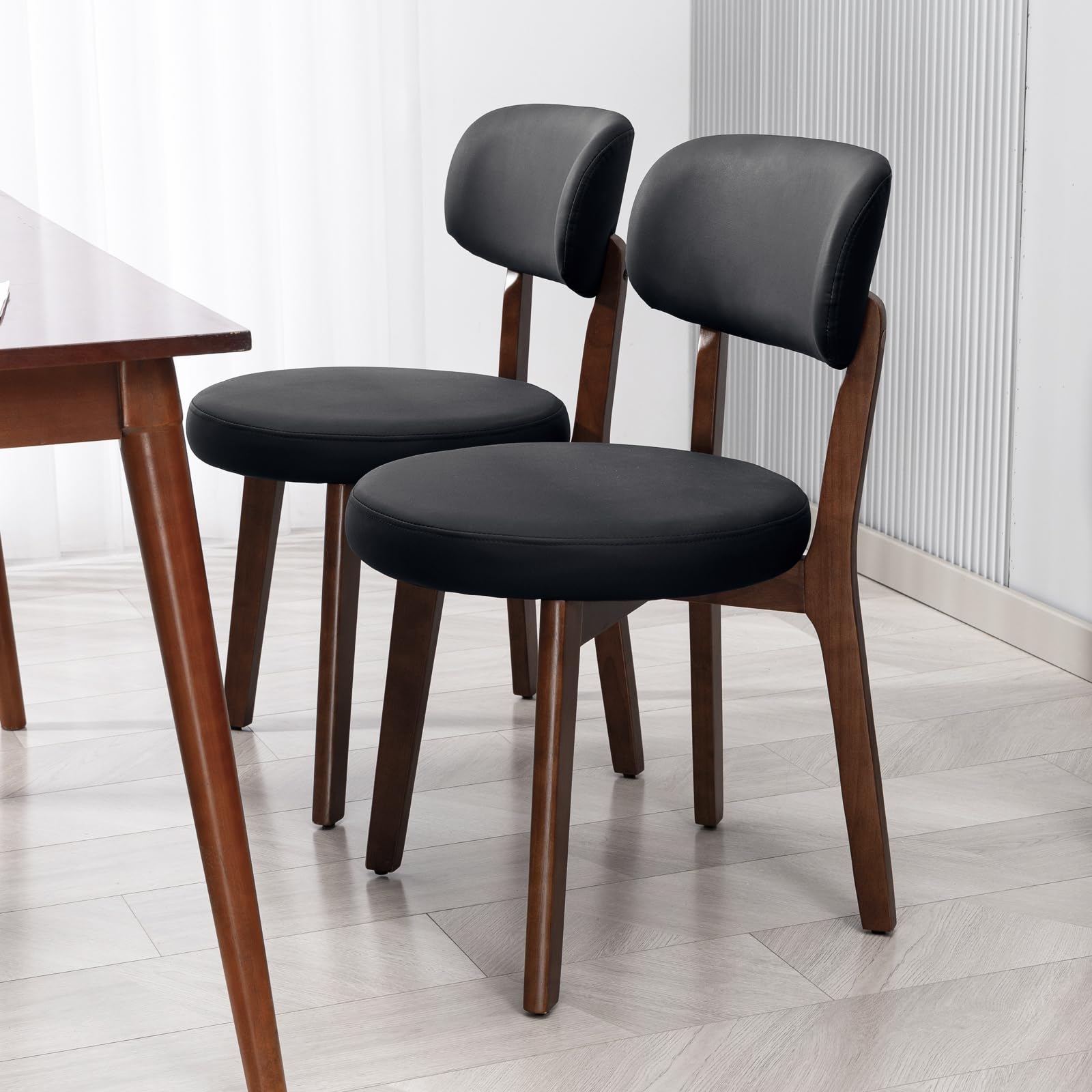 Mid-Century Modern Dining Chair with Rubberwood Frame
