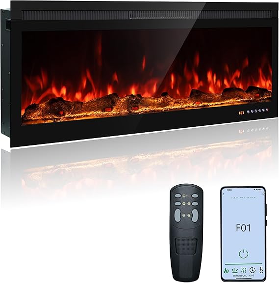 Wall Mount Electric Fireplace Insert with Heater