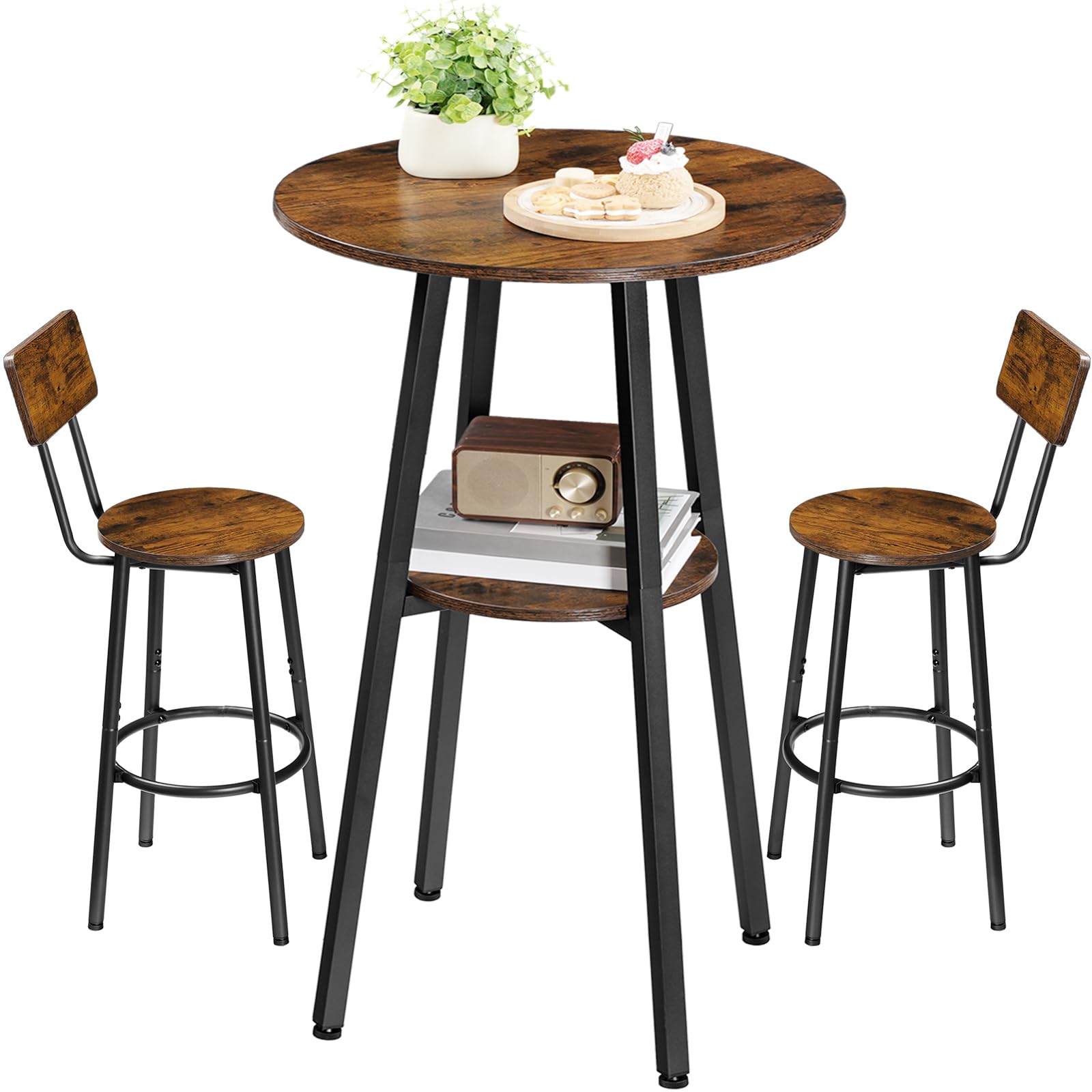 Industrial Round Bar Table & Stools Set