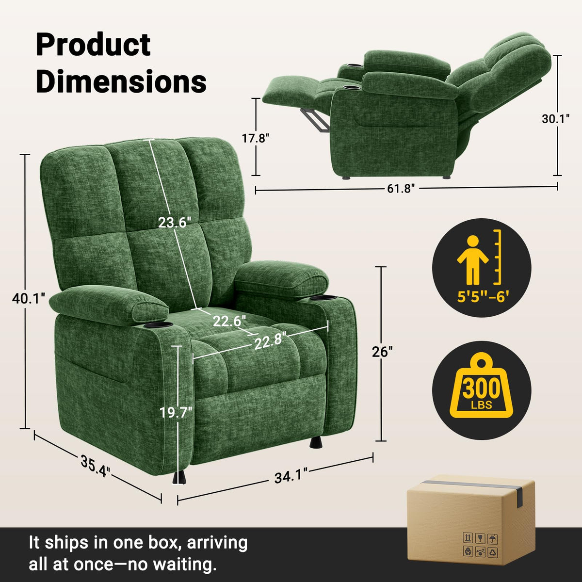 Green Chenille Power Recliner