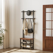 3-in-1 Entryway Coat Rack with Bench & Shoe Storage