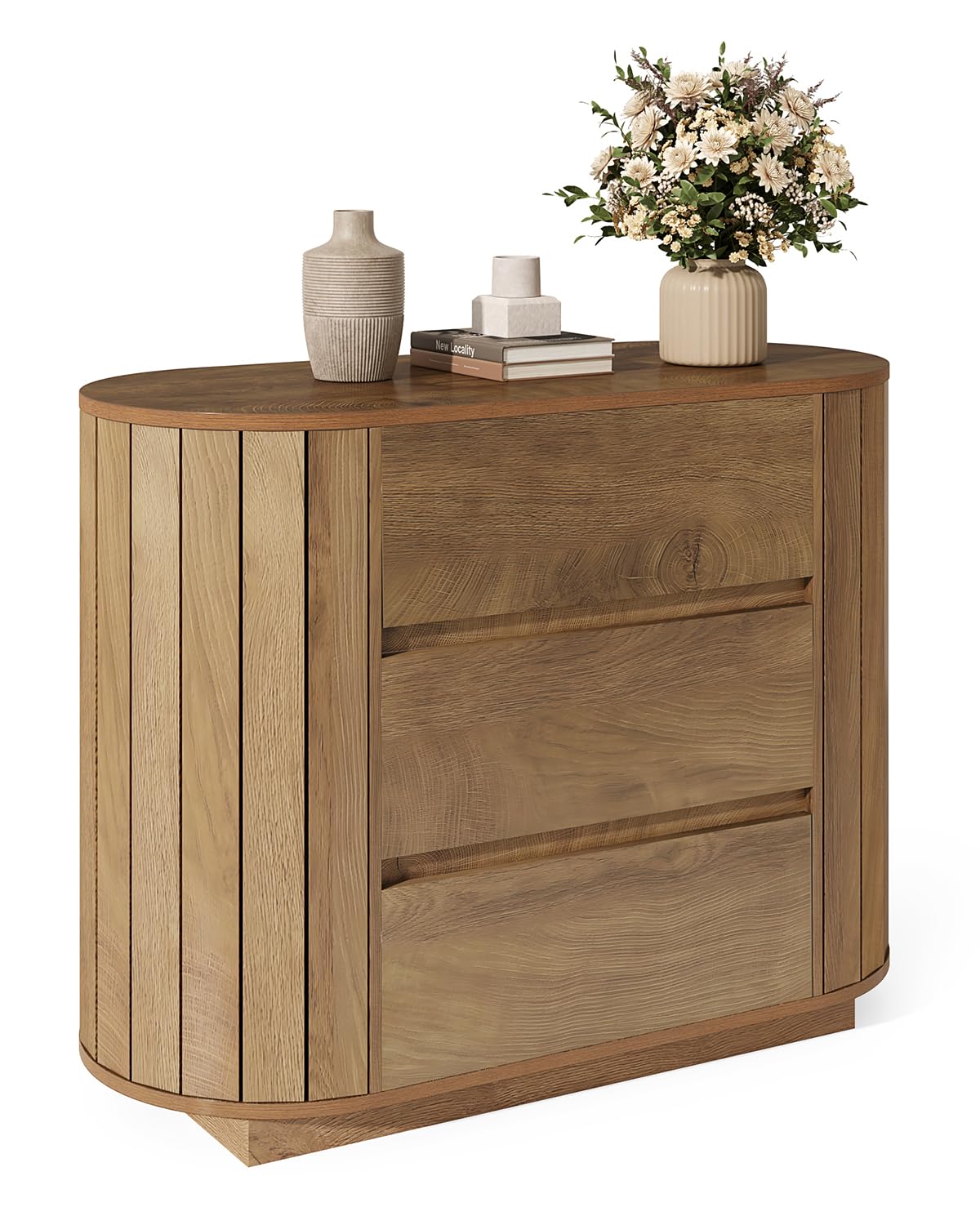 Oak 3-Drawer Nightstand Set of 2