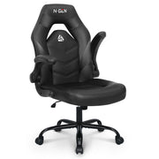 N-GEN GAMING Gaming Chair, Lumbar, PU Leather, Flip-Up Arms, Jet Black