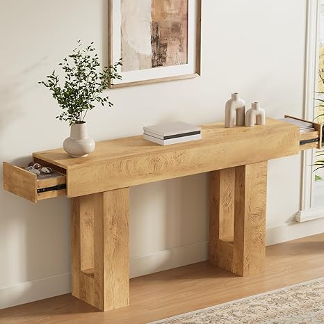 63-Inch Farmhouse Console Table with Drawers