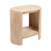 Ribbed Mango Wood Two-Tier Side Table