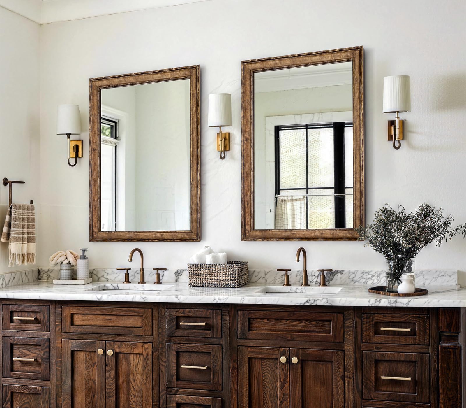 47"x24" Vintage Wood Framed Wall Mirror