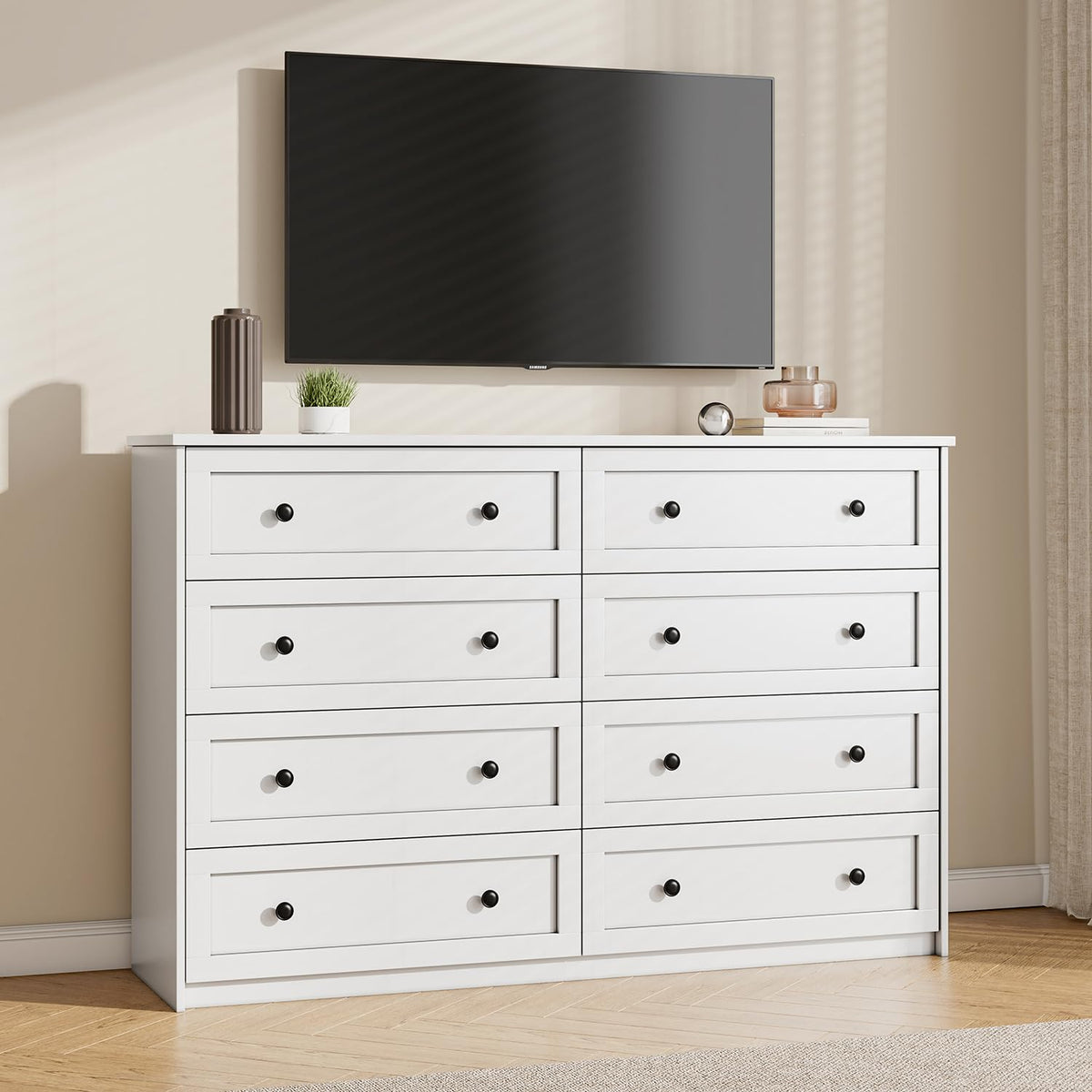 White 8-Drawer Double Dresser