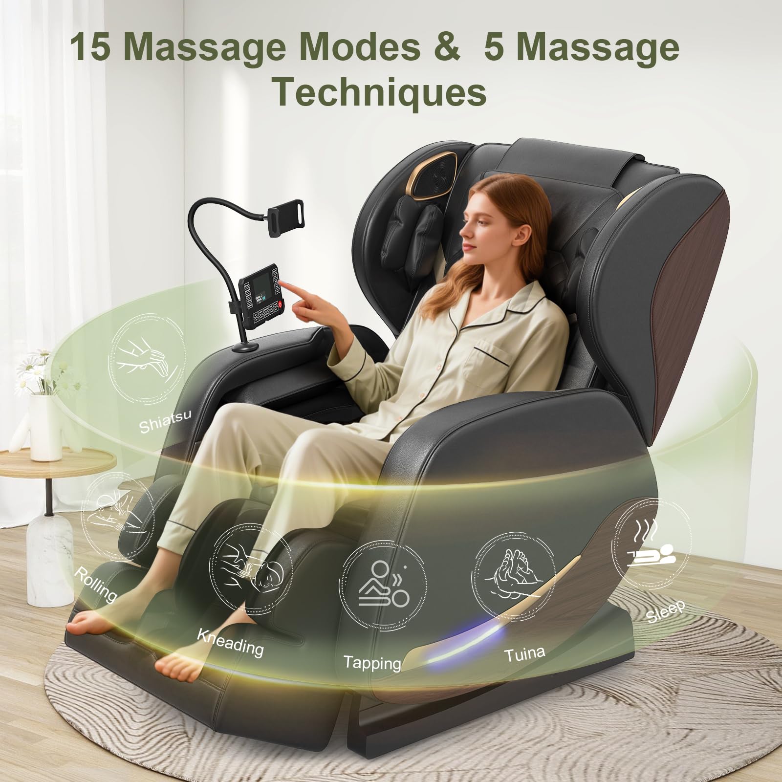 2026 Massage Chair Full Body, Zero Gravity Massage Chair Recliner with 14 Fixed Rollers, 8 Airbags, Foot Massage, Lumbar Heating, Touch Screen, Bluetooth Speaker & Ambient lighting for Lover, Parents