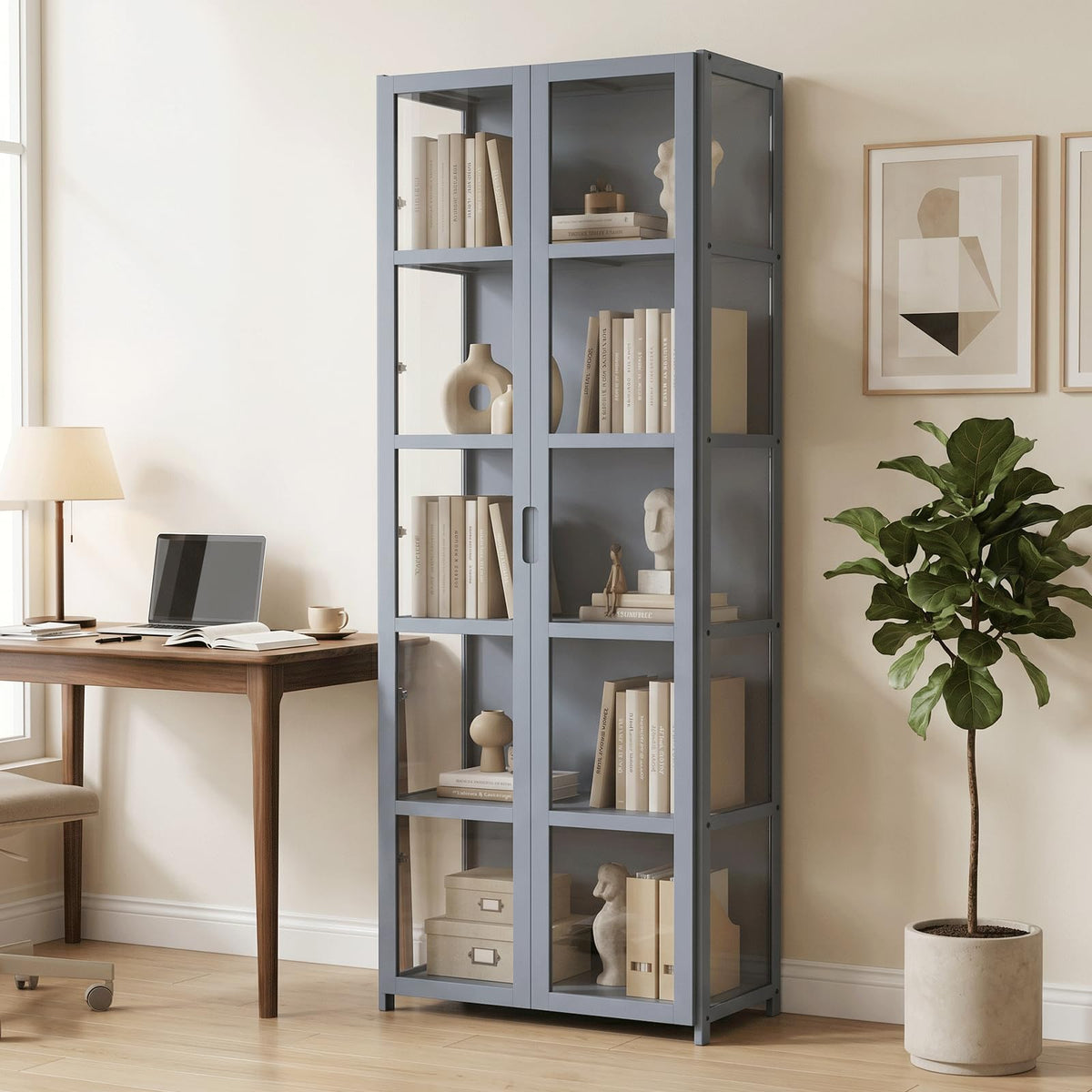 Bamboo Display Cabinet with Acrylic Doors