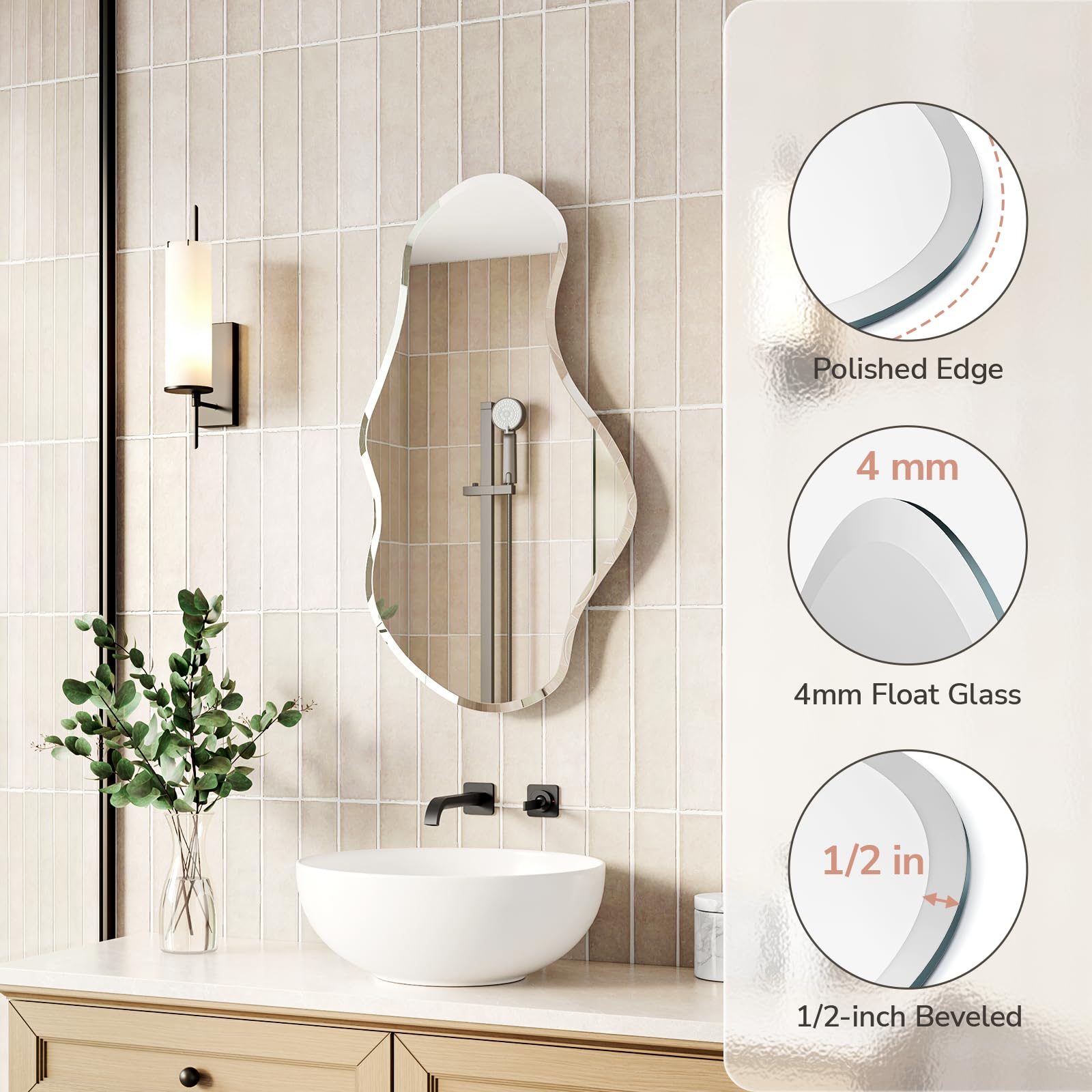 Frameless Irregular Wavy Wall Mirror