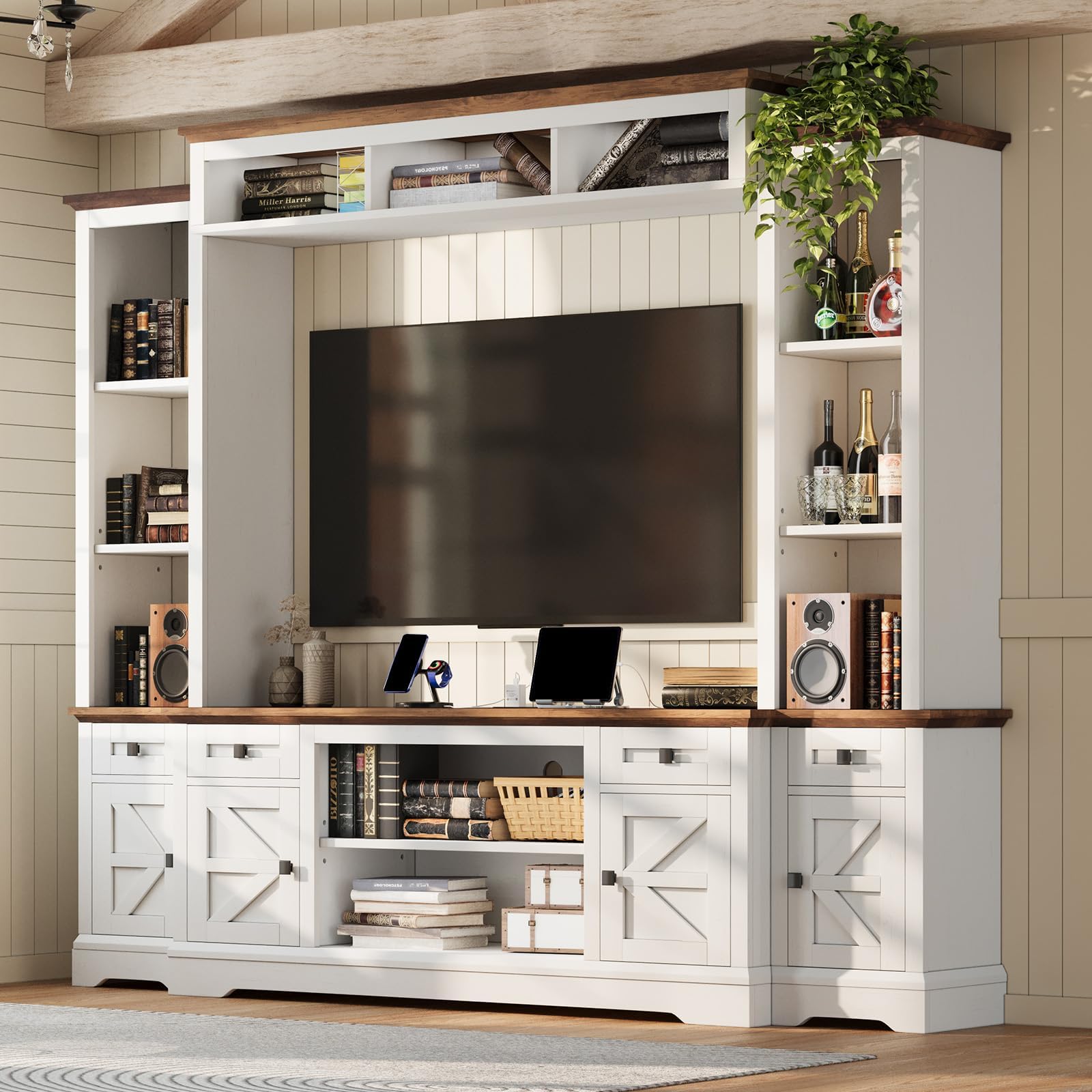 98" Farmhouse Wall Unit Entertainment Center