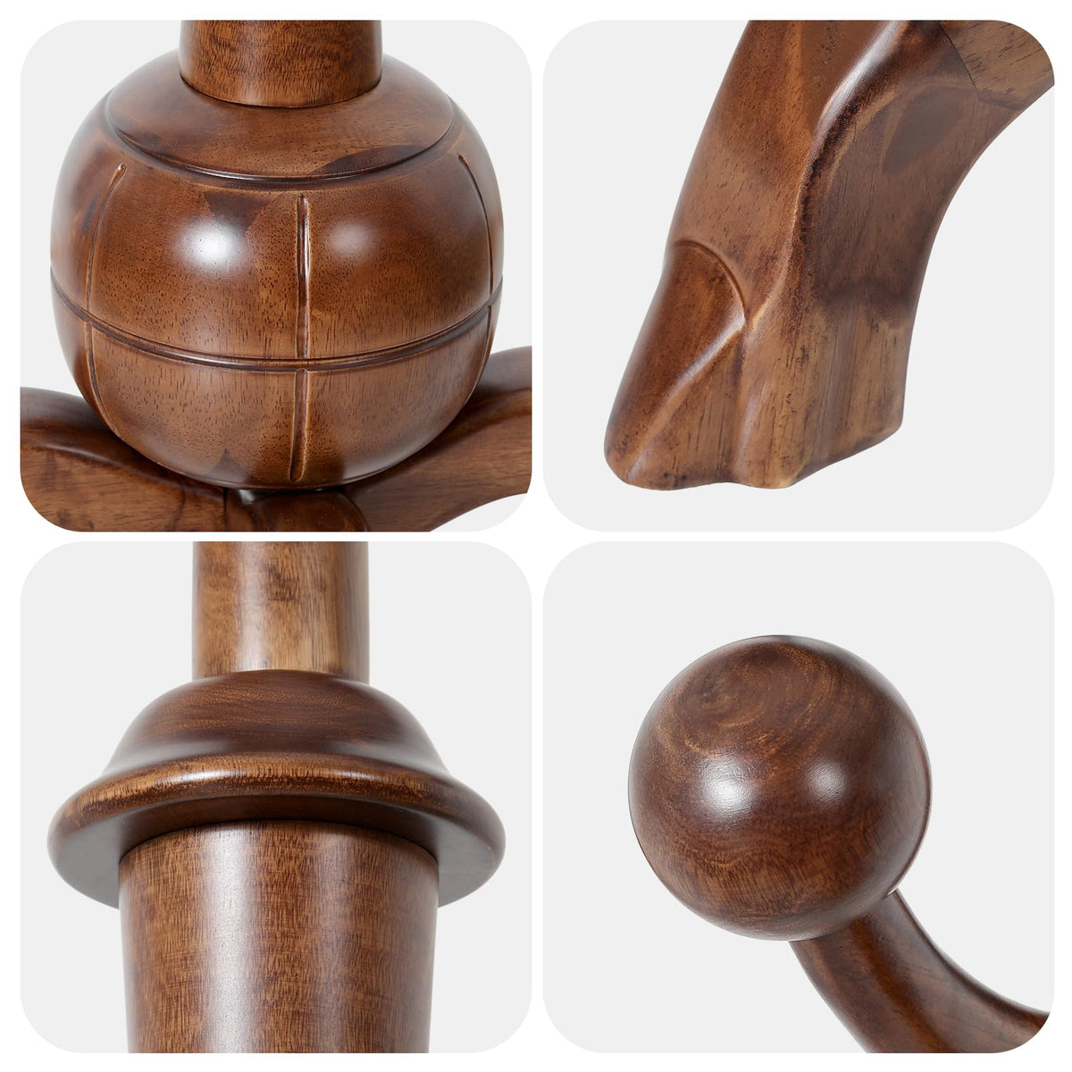 Bekrvio Coat Rack Freestanding Wood Coat Tree Rack with 8 Hooks, Walnut