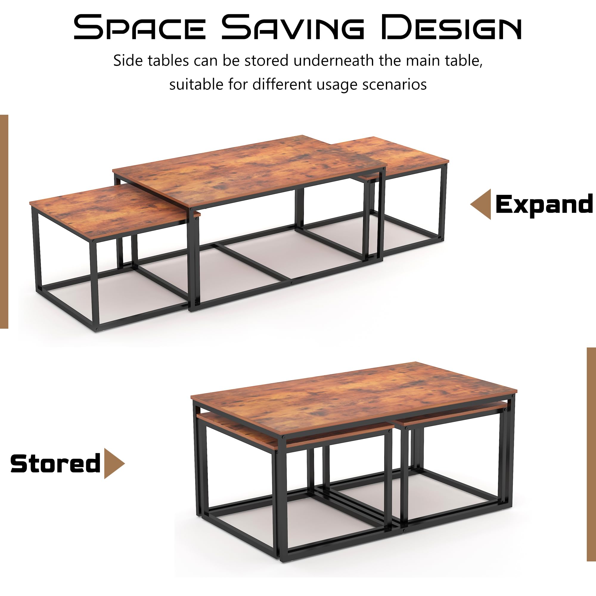 Nesting Coffee Table Set – 3 Piece