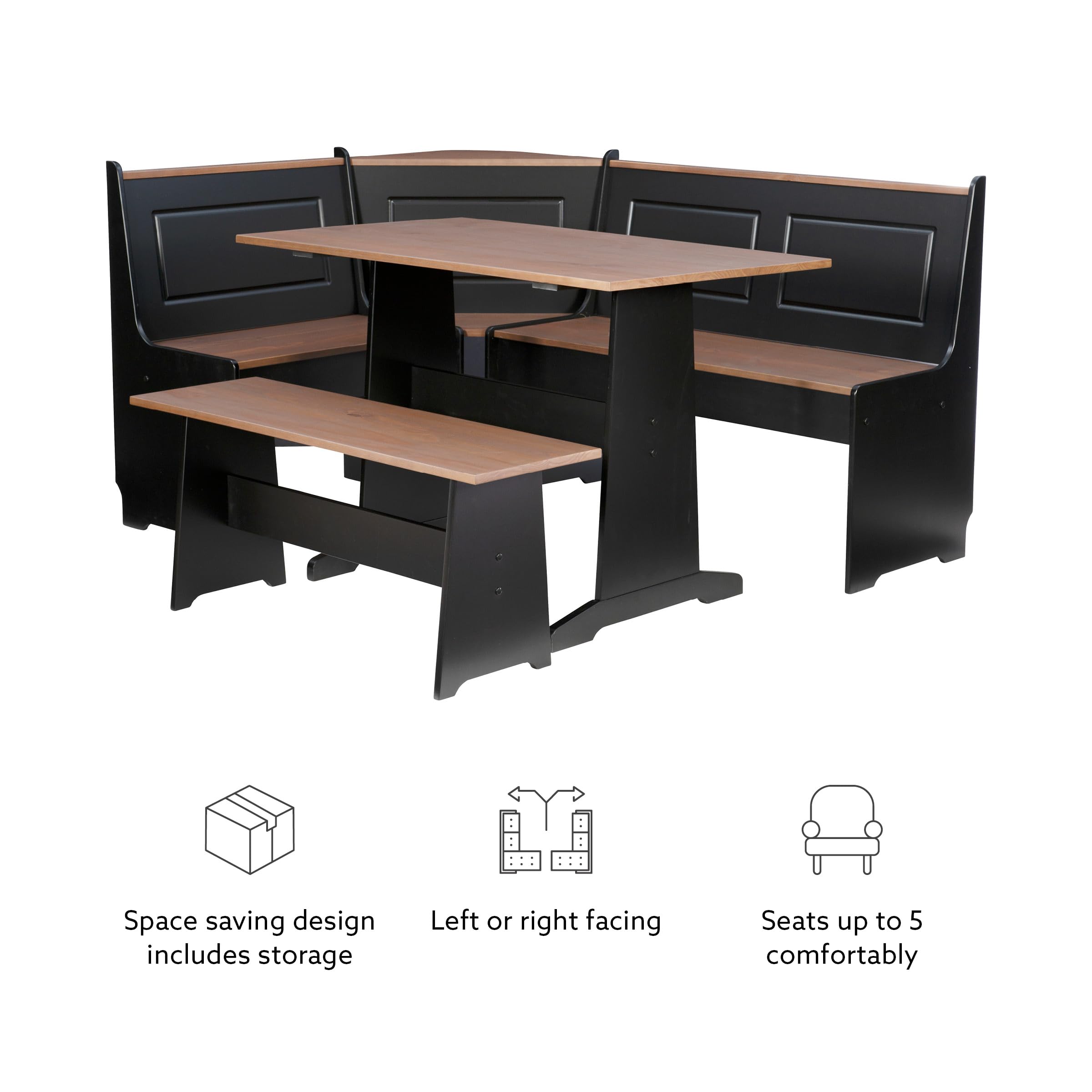 Linon Black and Pecan Breakfast Dining Set Ardmore Nook