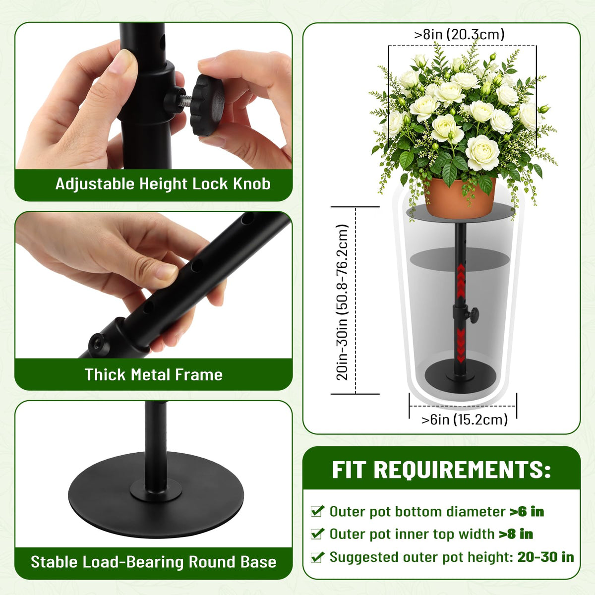 Kalolary Plant Riser for Inside Pot Adjustable Height 6-22"