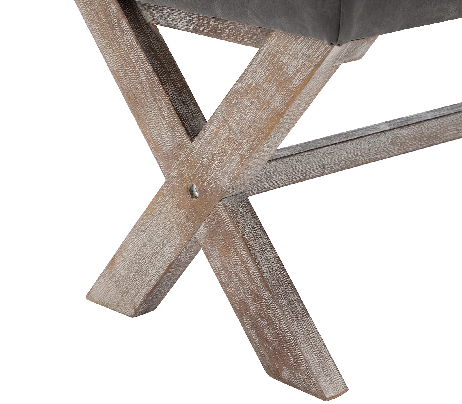chairus PU Leather Upholstered Entryway Bench, 36 inch Bedroom Bench Seat with X-Shaped Wood Legs for Living Room, Foyer or Hallway - Gray