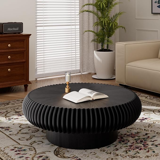 Round Fluted Drum Coffee Table