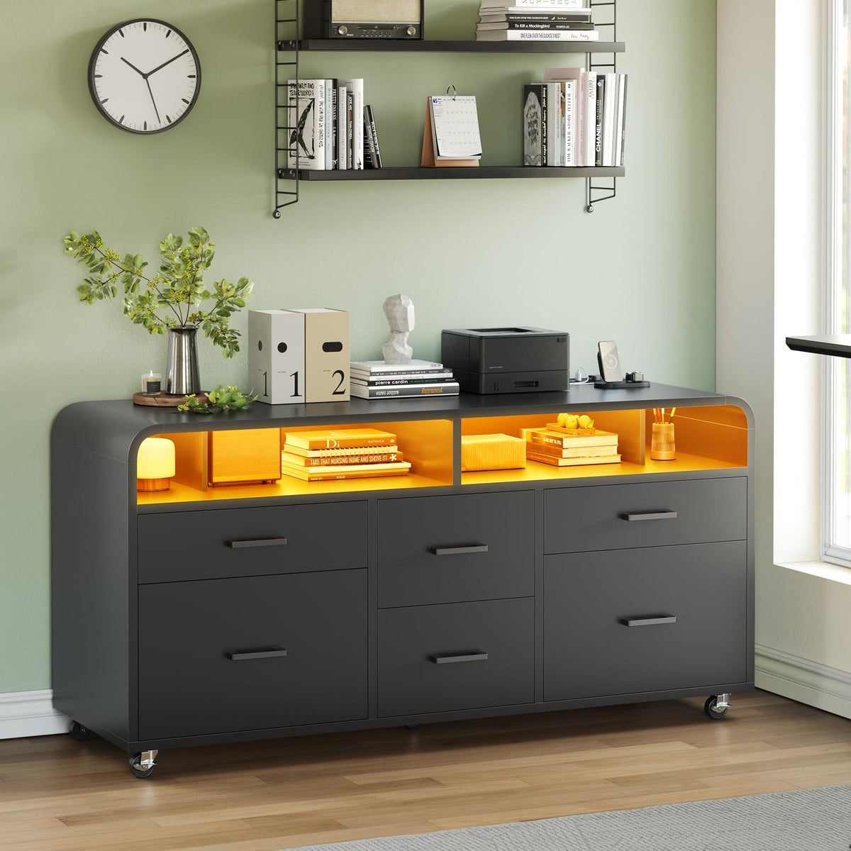 6-Drawer File Cabinet with Power Strip