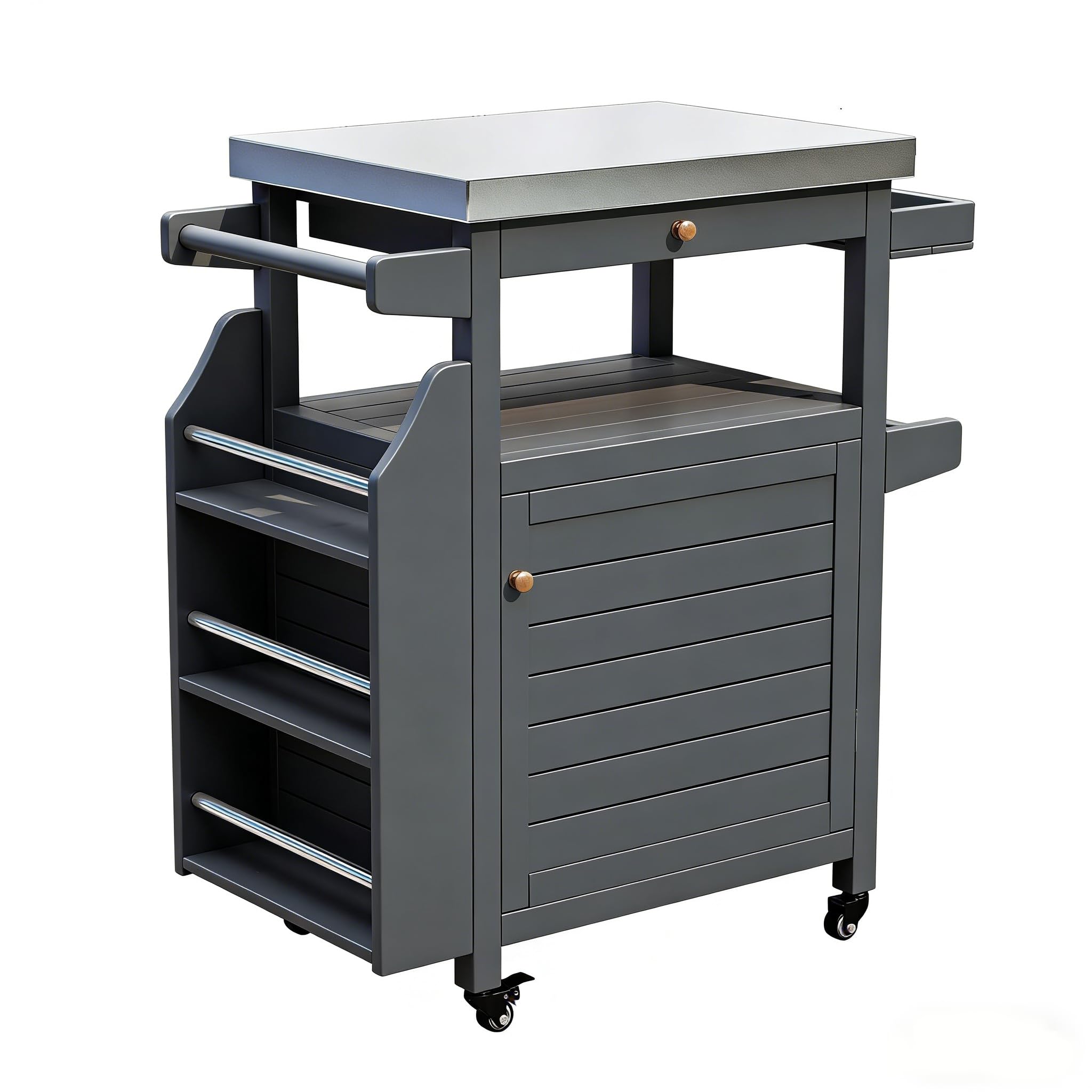 Outdoor Grill Cart with Stainless Steel Top & Storage Cabinet