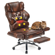 Big and Tall Office Chair with Footrest & Flip Arms for Pets, Brown