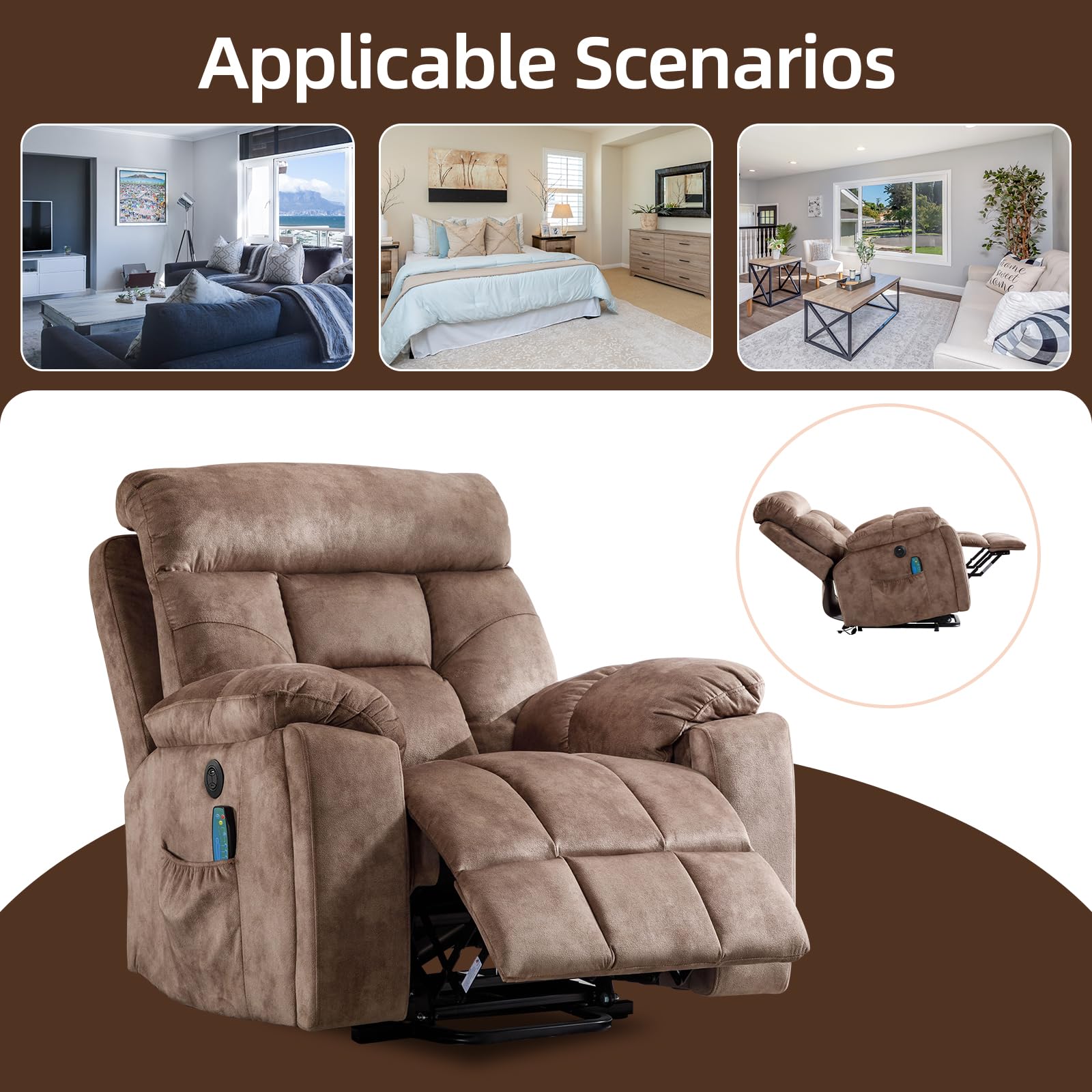 Power Lift Recliner Chair with Massage & Heat