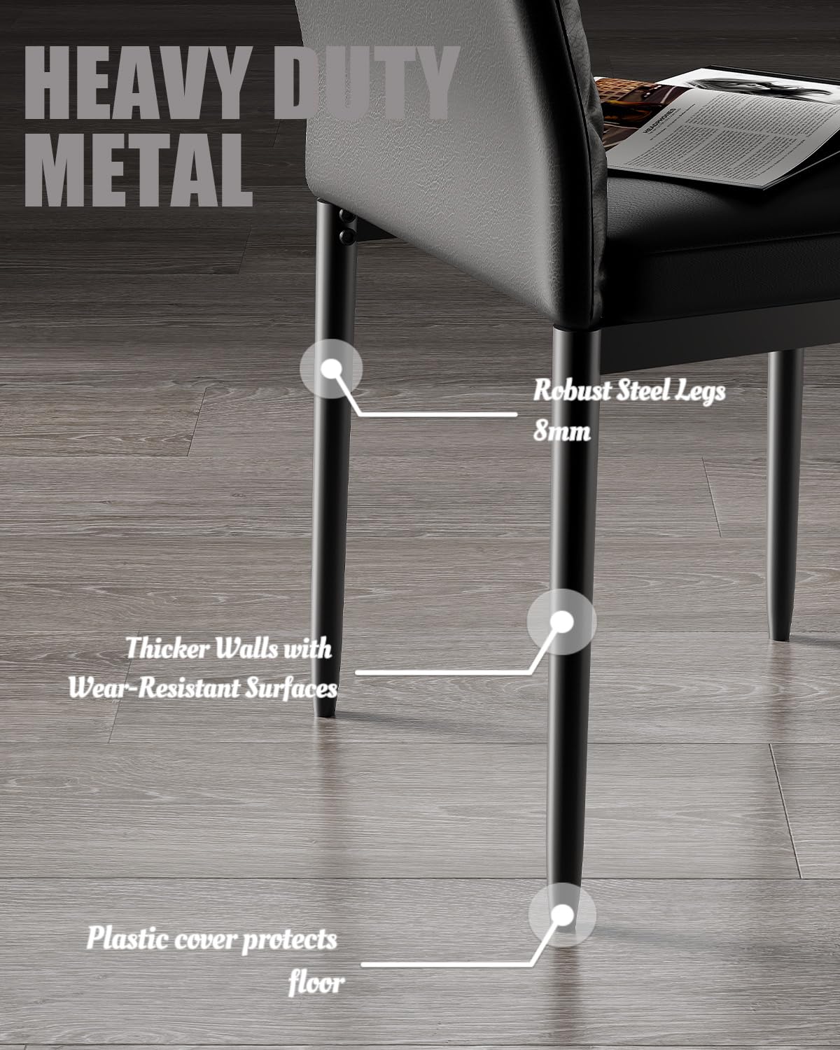 5-Piece Dining Table Set with Tempered Glass Top