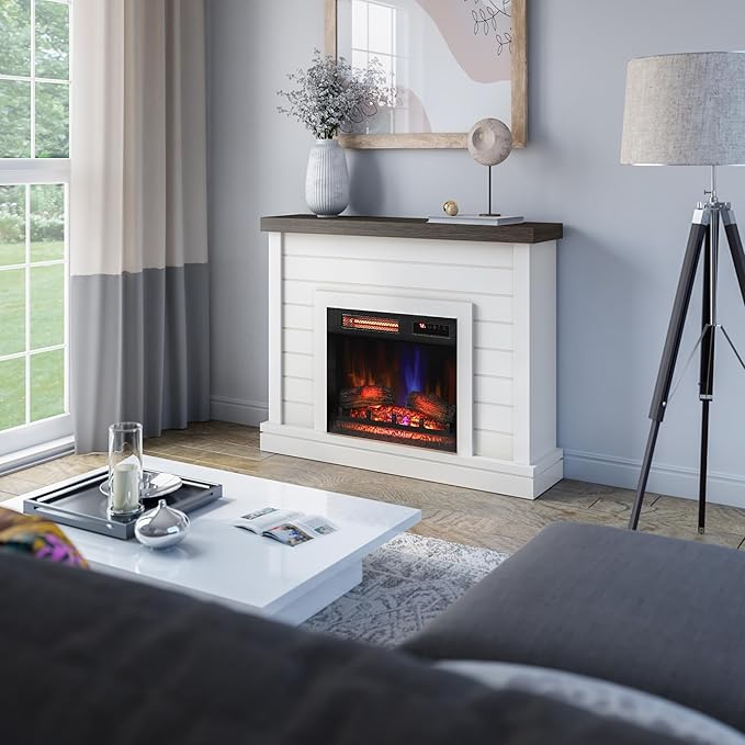 Shiplap Wall Mantel Electric Fireplace