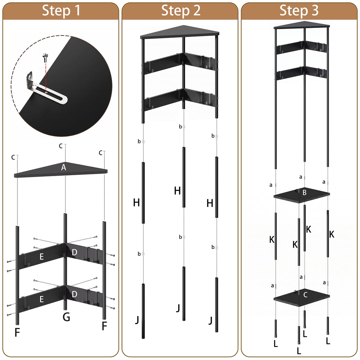 Corner Coat Rack with Shelves