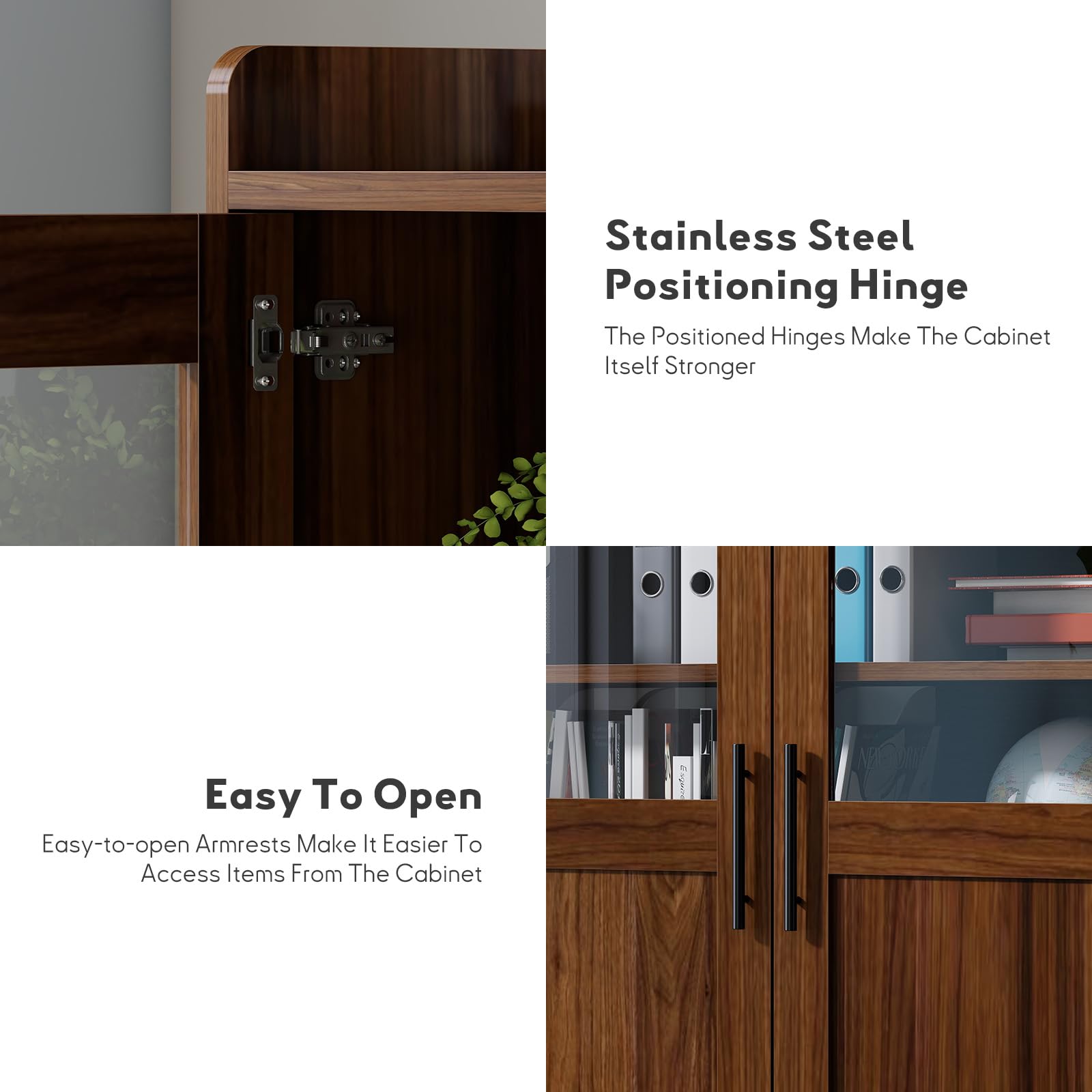 3-Shelf Filing Cabinet with Glass Doors