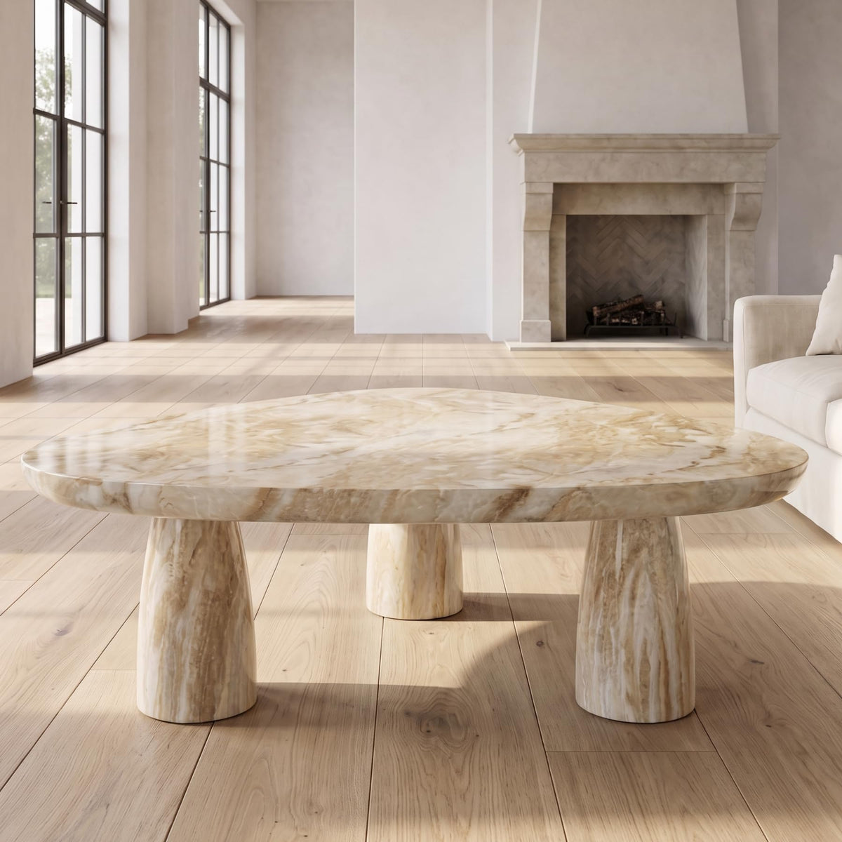 Triangular Marble-Look Coffee Table