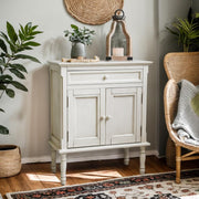 HOMEANING Buffet Cabinet Sideboard with Storage, Farmhouse Sideboard with Drawer, Barn Door Cabinet, Storage Cabinet with Drawers and Doors, Floor Sideboard for Entryway, Living Room, Bedroom (White)