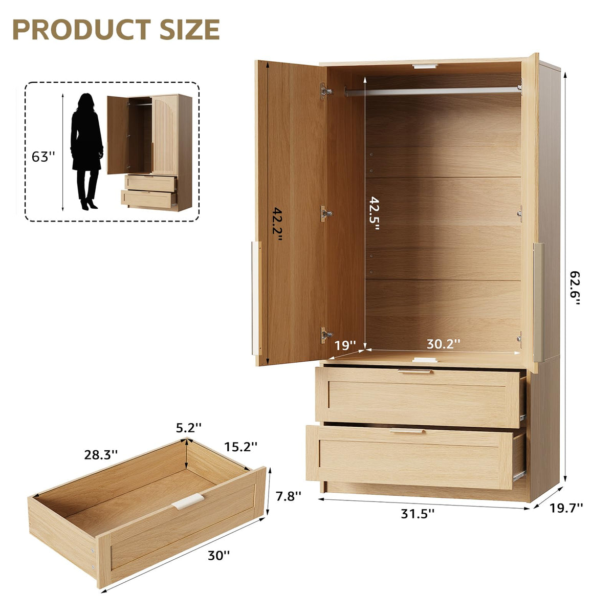 2-Door Armoire with Drawers