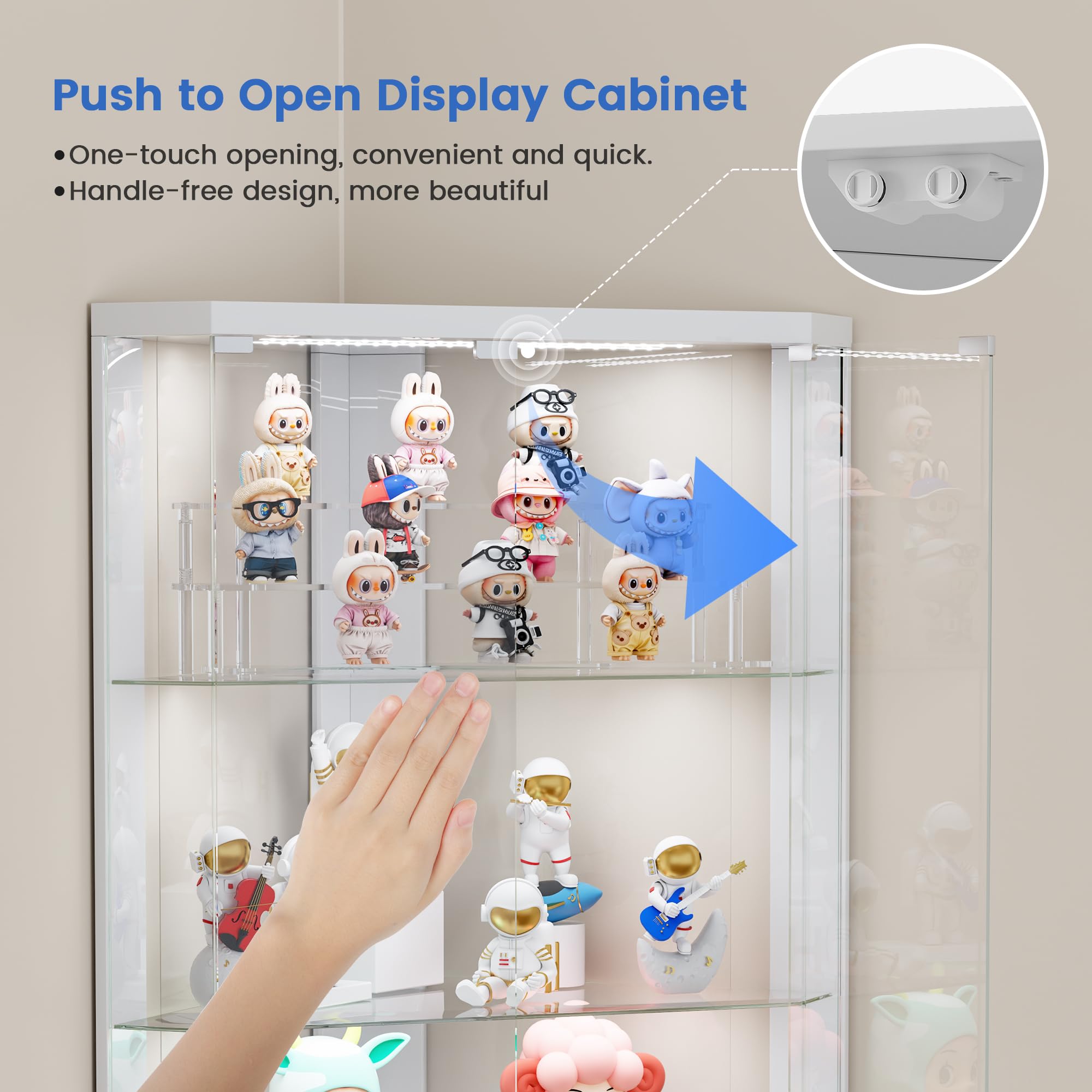 5-Tier Corner Glass Display Cabinet with RGB Lights