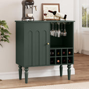 Surmorn Arched Fluted Coffee Bar Cabinet with Storage& Wine Racks, Green