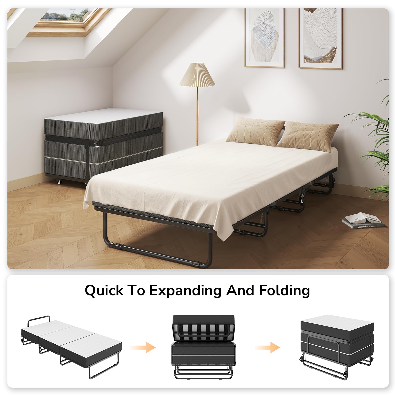 Folding Bed with Mattress - Twin